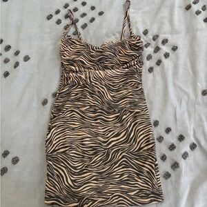Superdown tan zebra print mini dress
